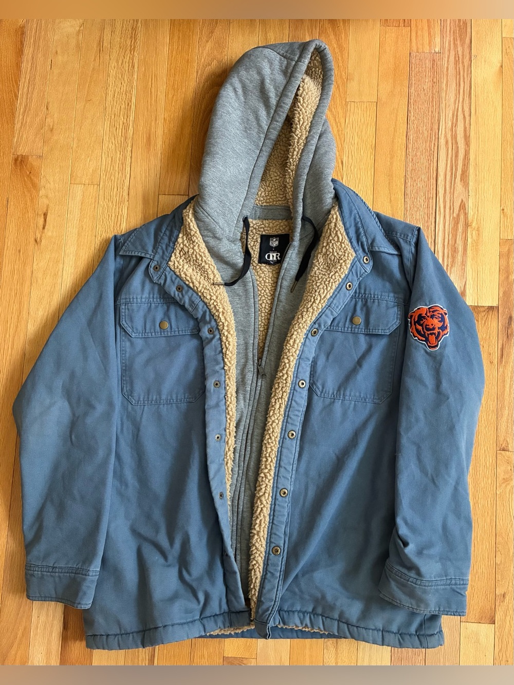 Chicago Bears NFL x Darius Rucker Collab Sherpa Hooded Jacket Coat Men’s Size L